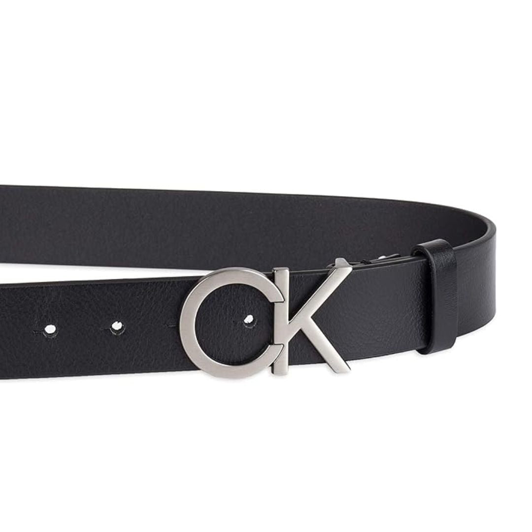 Calvin Klein Leather Casual CK Monogram Cutout Buckle Belt for Men 11CK020002-BLK - Black / 115 CM