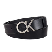 Calvin Klein Leather Casual CK Monogram Cutout Buckle Belt for Men 11CK020002-BLK - Black / 115 CM