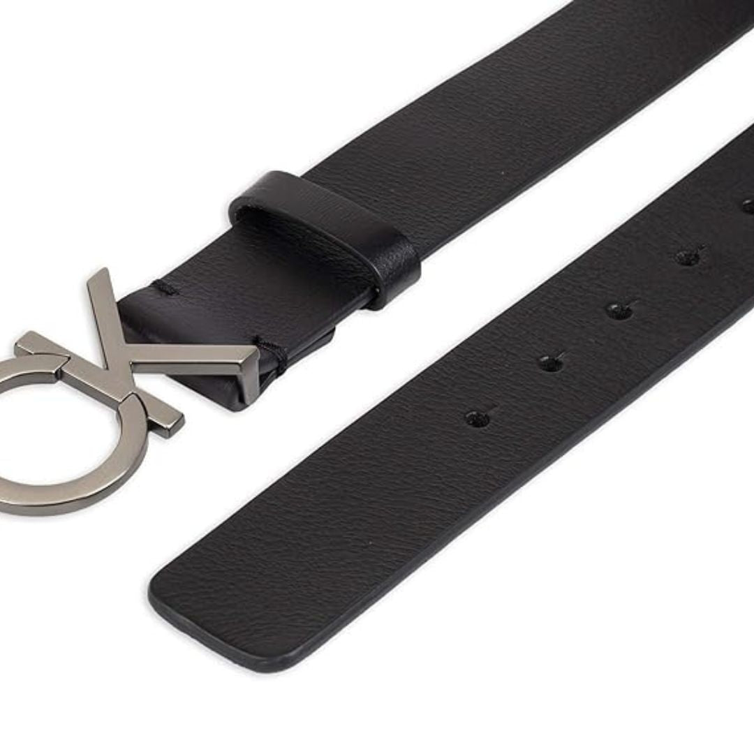 Calvin Klein Leather Casual CK Monogram Cutout Buckle Belt for Men 11CK020002-BLK - Black / 115 CM