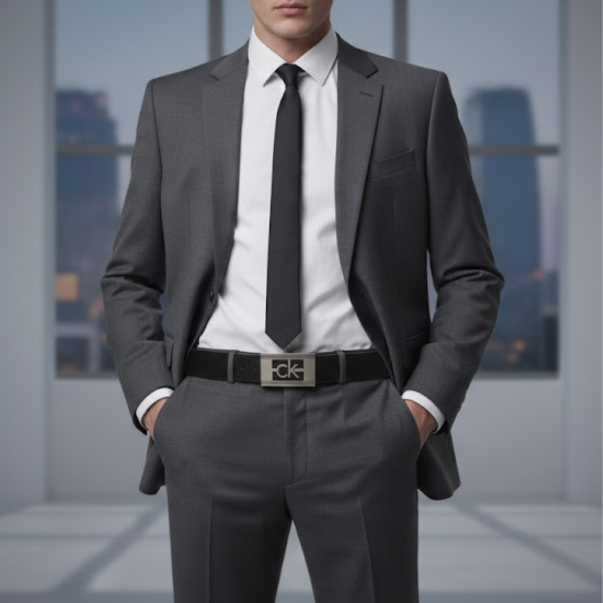 Calvin Klein Leather Closed Buckle Belt Men - BLK