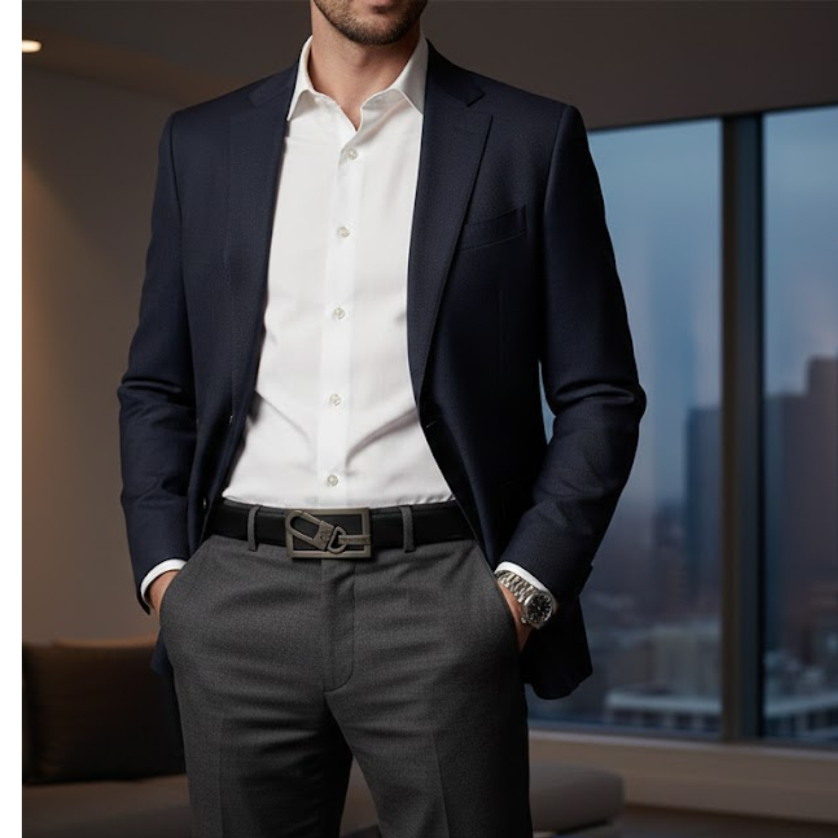 Calvin Klein Leather Closed Buckle Belt Men - BLK