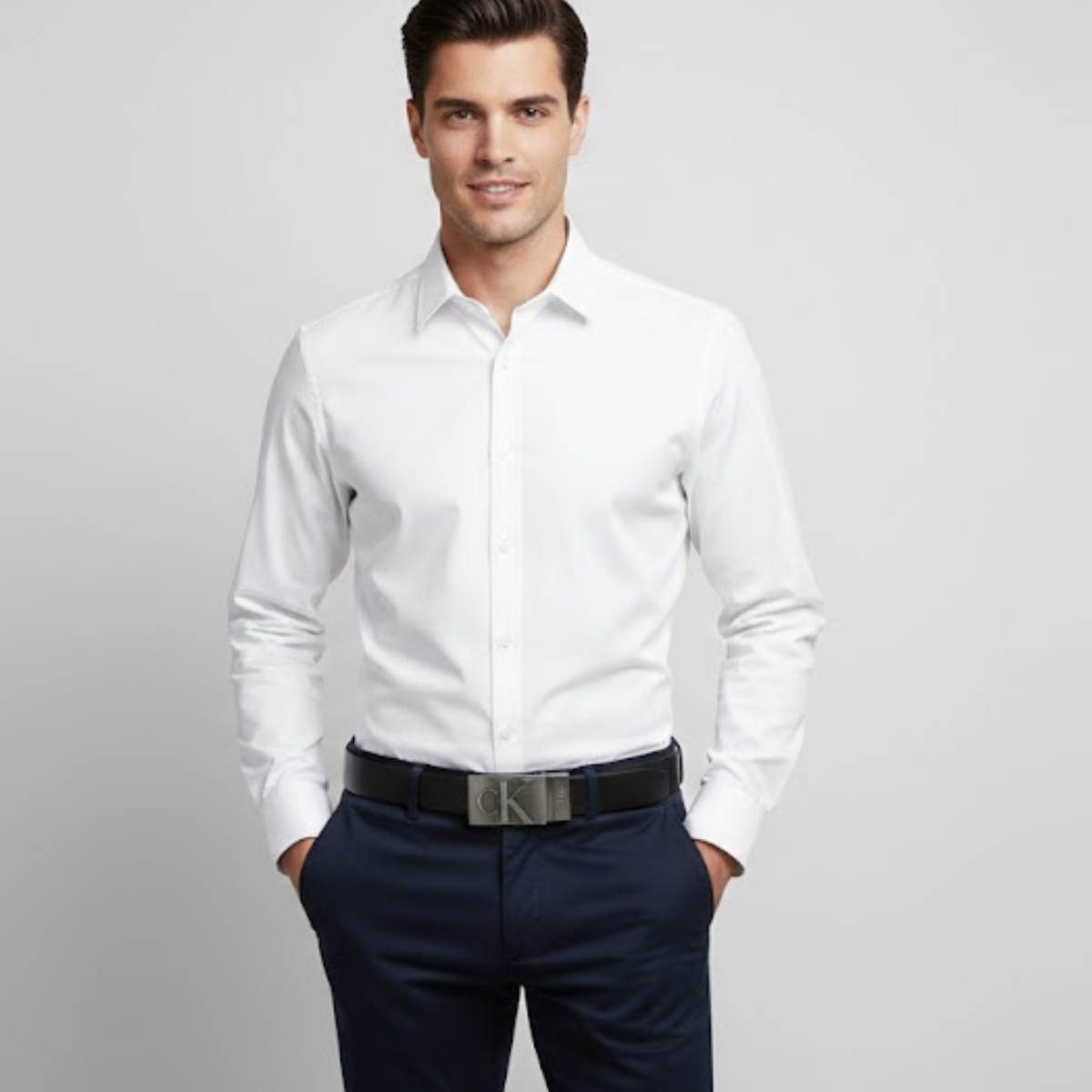 Calvin Klein Leather Closed Buckle Belt Men - BLKBRN - Black-Brown / One size