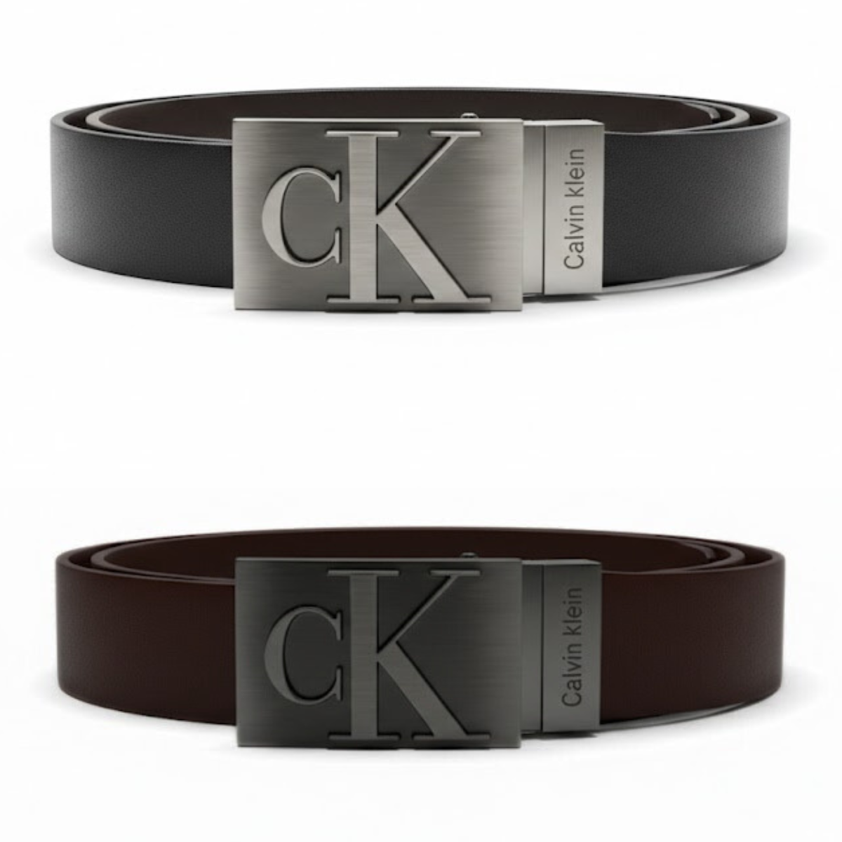 Calvin Klein Leather Closed Buckle Belt Men - BLKBRN - Black-Brown / One size