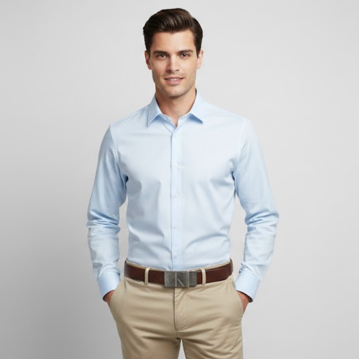 Calvin Klein Leather Closed Buckle Belt Men - BLKBRN - Black-Brown / One size