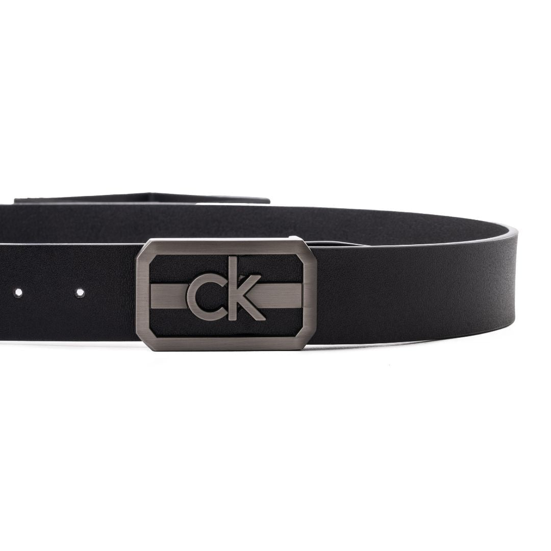Calvin Klein Leather Plaque Belt B1-BLK