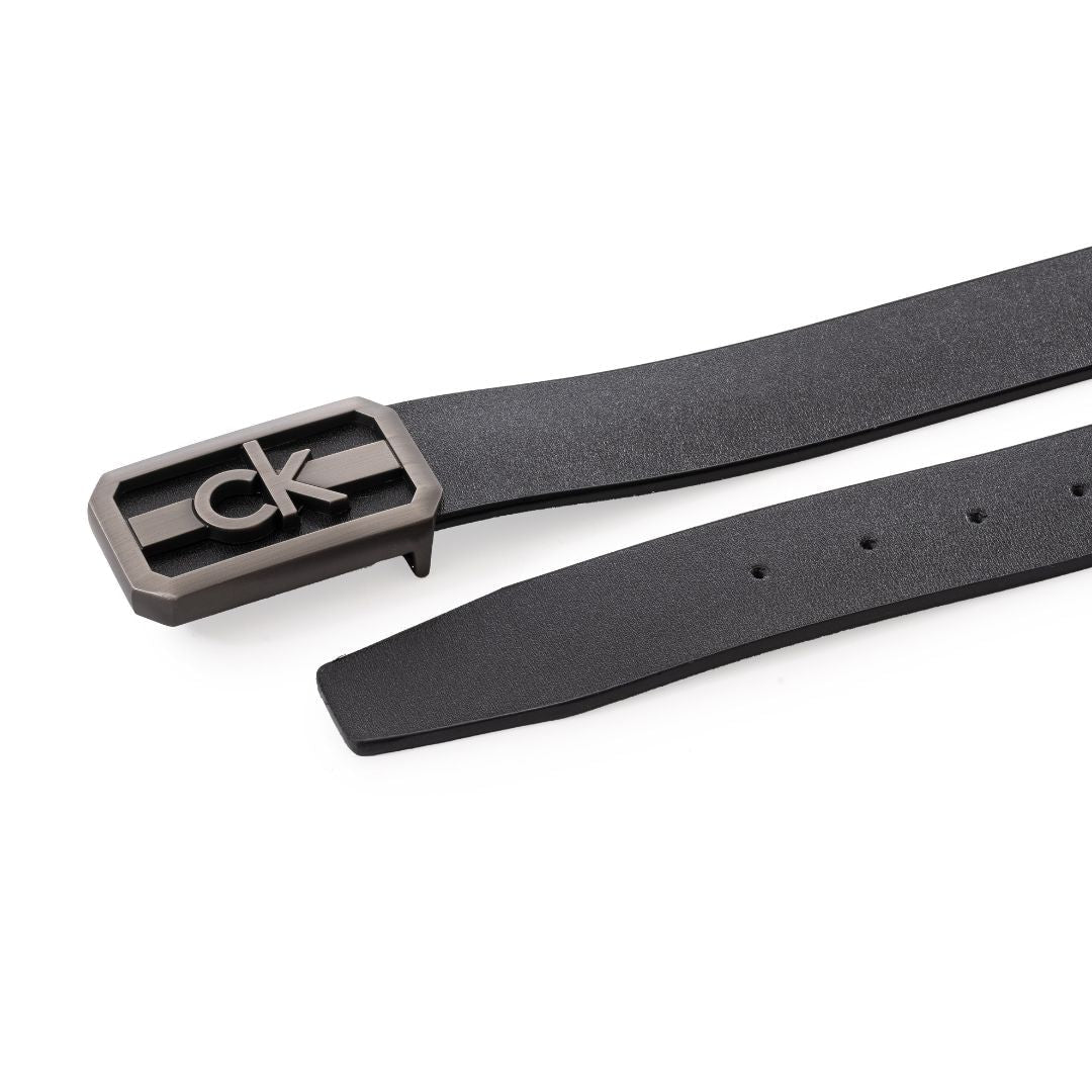 Calvin Klein Leather Plaque Belt B1-BLK