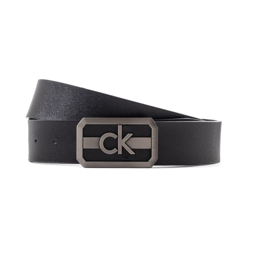 Calvin Klein Leather Plaque Belt B1-BLK - B1 / 115 CM