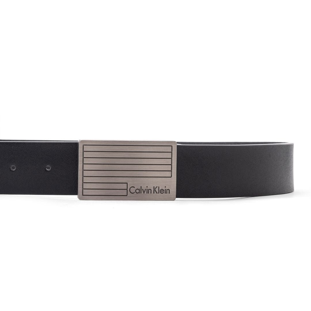 Calvin Klein Leather Plaque Belt B2-BLK