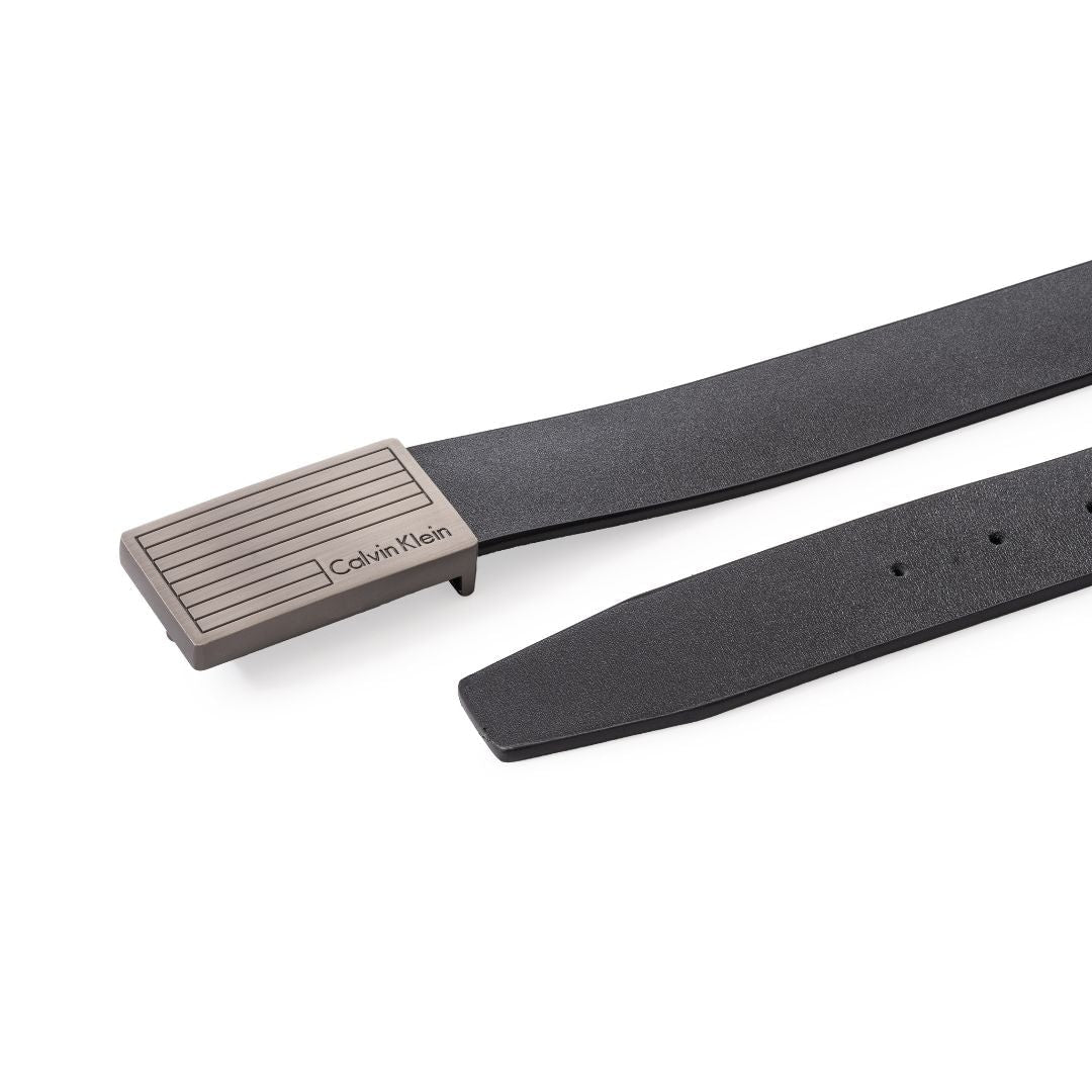 Calvin Klein Leather Plaque Belt B2-BLK
