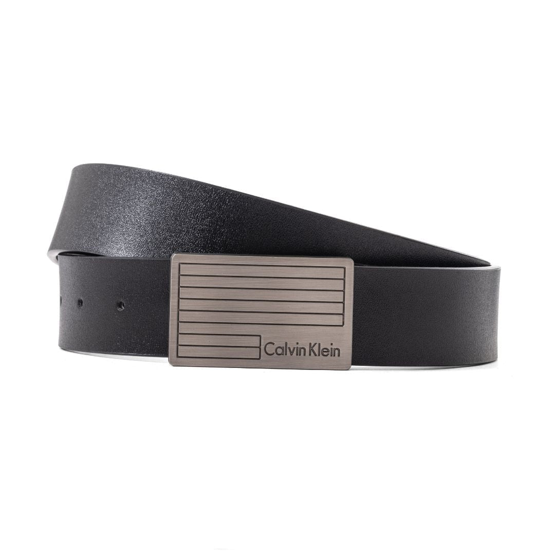 Calvin Klein Leather Plaque Belt B2-BLK - B2 / 115 CM