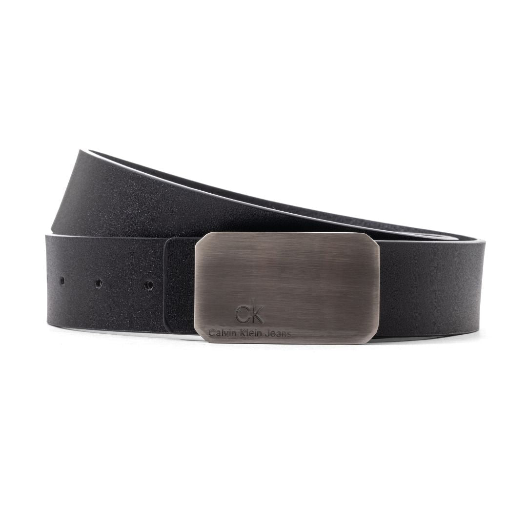 Calvin Klein Leather Plaque Belt B3-BLK - Black / OS