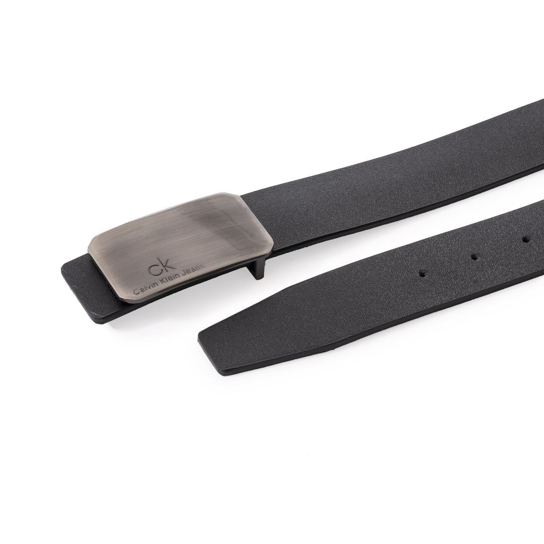 Calvin Klein Leather Plaque Belt B3-BLK - Black / OS