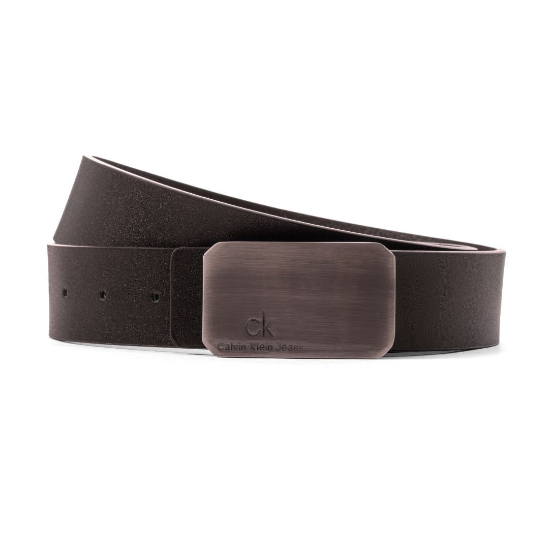 Calvin Klein Leather Plaque Belt B3-BRN - Brown / OS