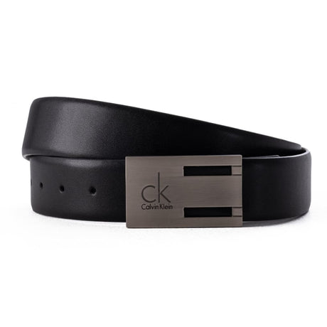 Calvin Klein Leather Plaque Belt - BLK - B2 / 115 CM - Accessories