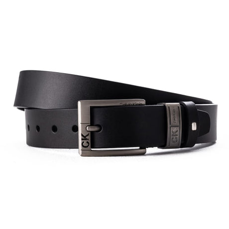 Calvin Klein Leather Plaque Belt - BLK - B6 / 115 CM - Accessories