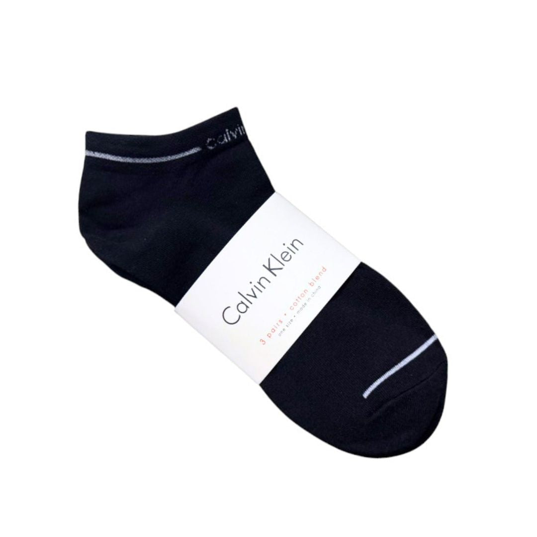 Calvin Klein Logo 3-Pack Low Cut Socks - BLK - Black / 3 Pairs