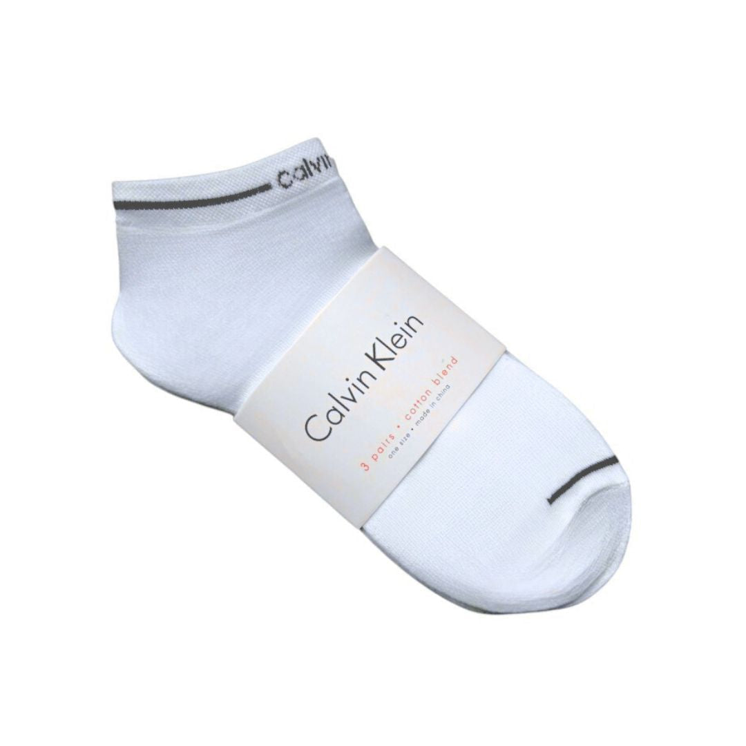 Calvin Klein Logo 3-Pack Low Cut Socks - WHT - White / 3 Pairs