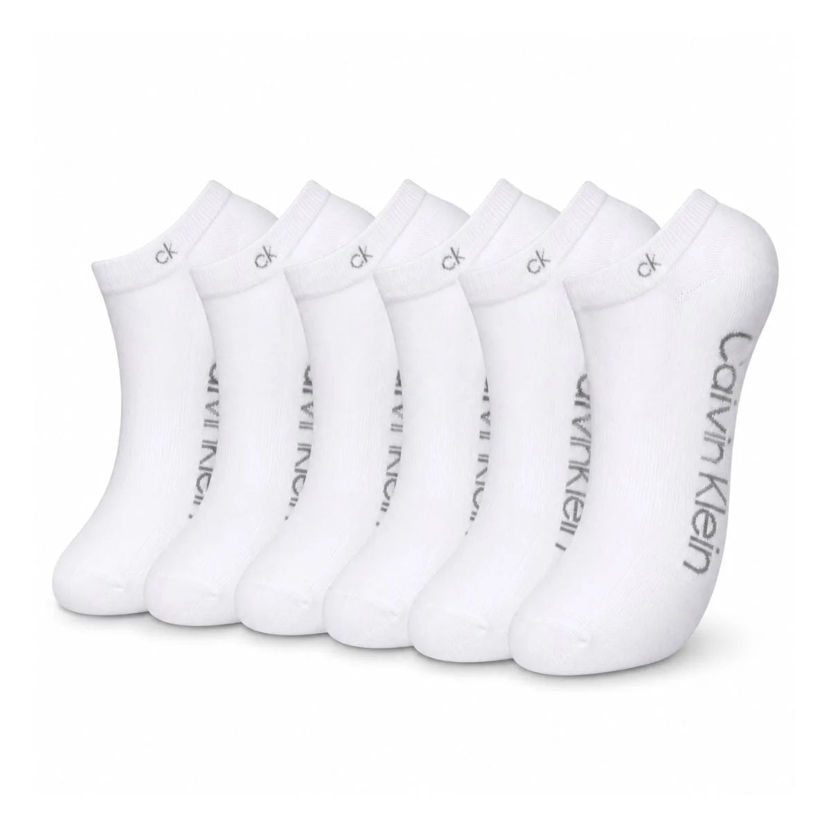 Calvin Klein Logo 6-Pack Low Cut Socks Code C201 - WHT - White / 6 Pairs