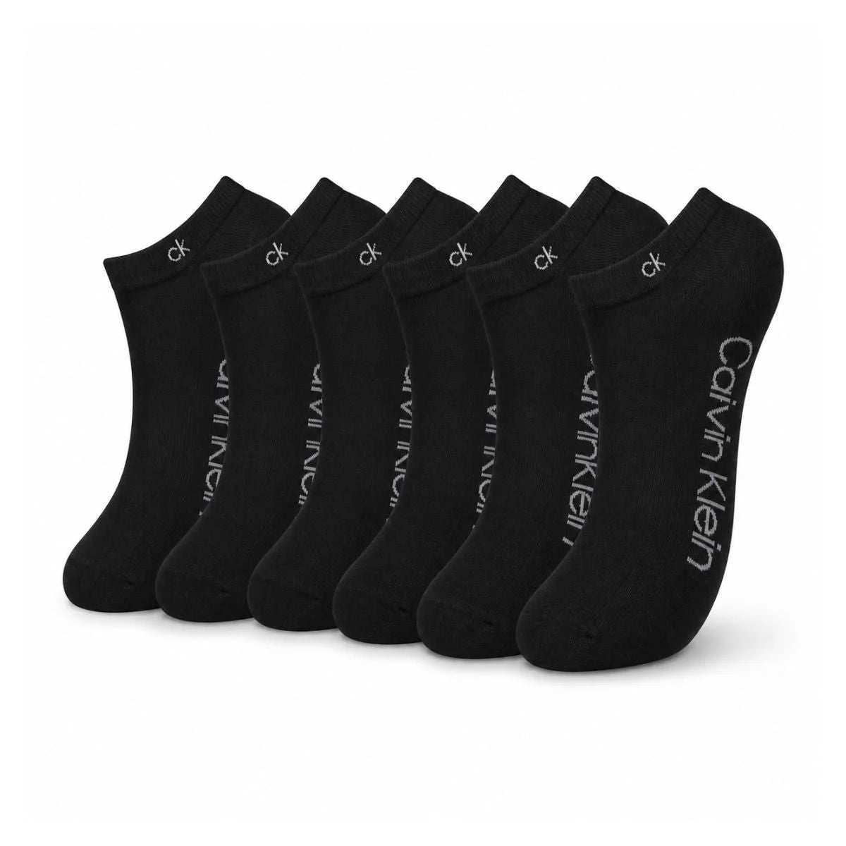 Calvin Klein Logo 6-Pack Low Cut Socks Code C202 - BLK - Black / 6 Pairs