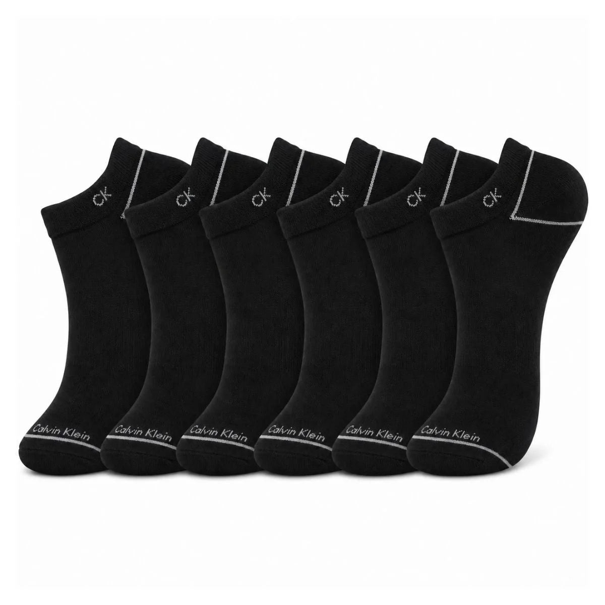 Calvin Klein Logo 6-Pack Low Cut Socks Code C205 - BLK - Black C1 / 6 Pairs