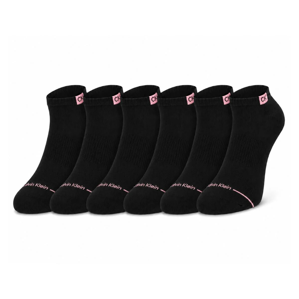 Calvin Klein Logo 6-Pack Low Cut Socks Code C206 - BLK - Black / 6 Pairs