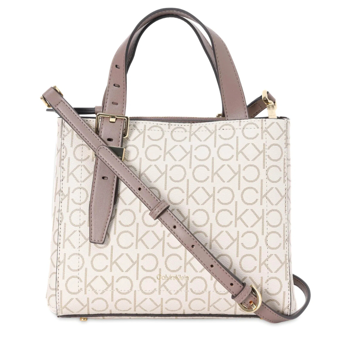 Calvin Klein Logo Pu Handbag Bag - BEG - Beige