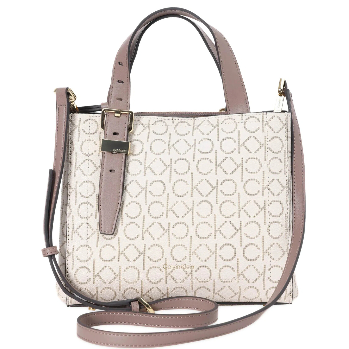 Calvin Klein Logo Pu Handbag Bag - BEG - Beige