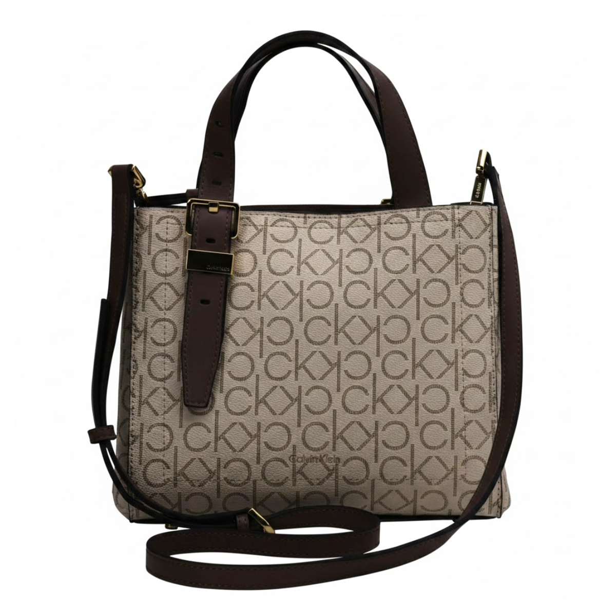 Calvin Klein Logo Pu Handbag Bag - BRN - Brown