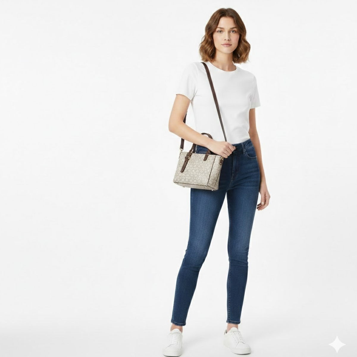 Calvin Klein Logo Pu Handbag Bag - BRN - Brown