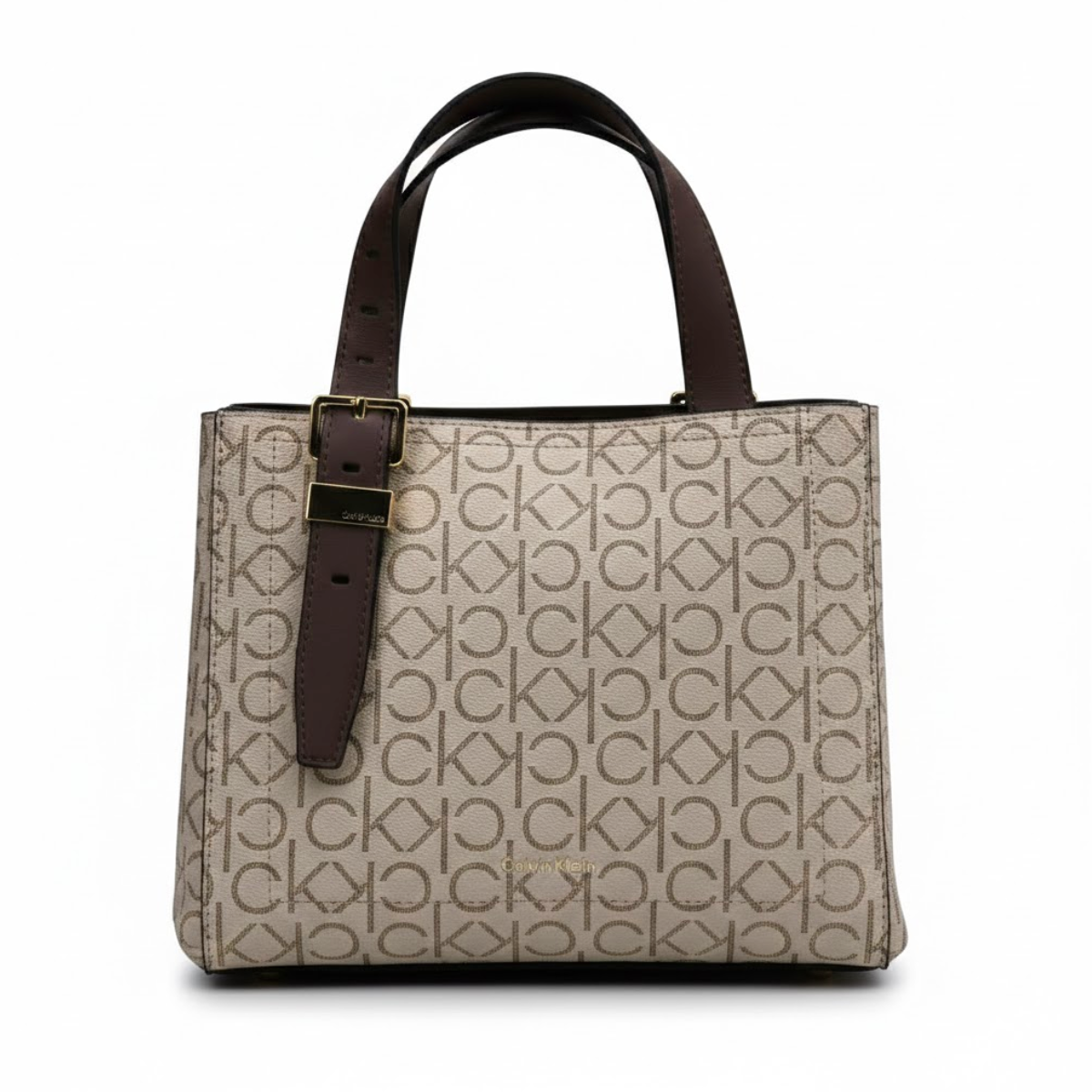 Calvin Klein Logo Pu Handbag Bag - BRN - Brown