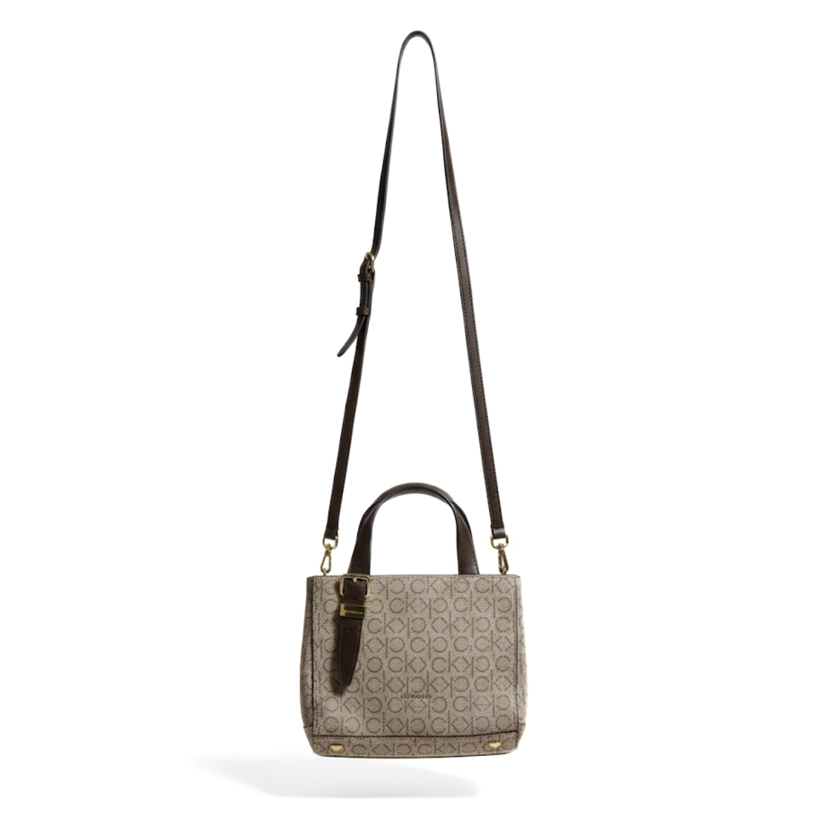 Calvin Klein Logo Pu Handbag Bag - BRN - Brown