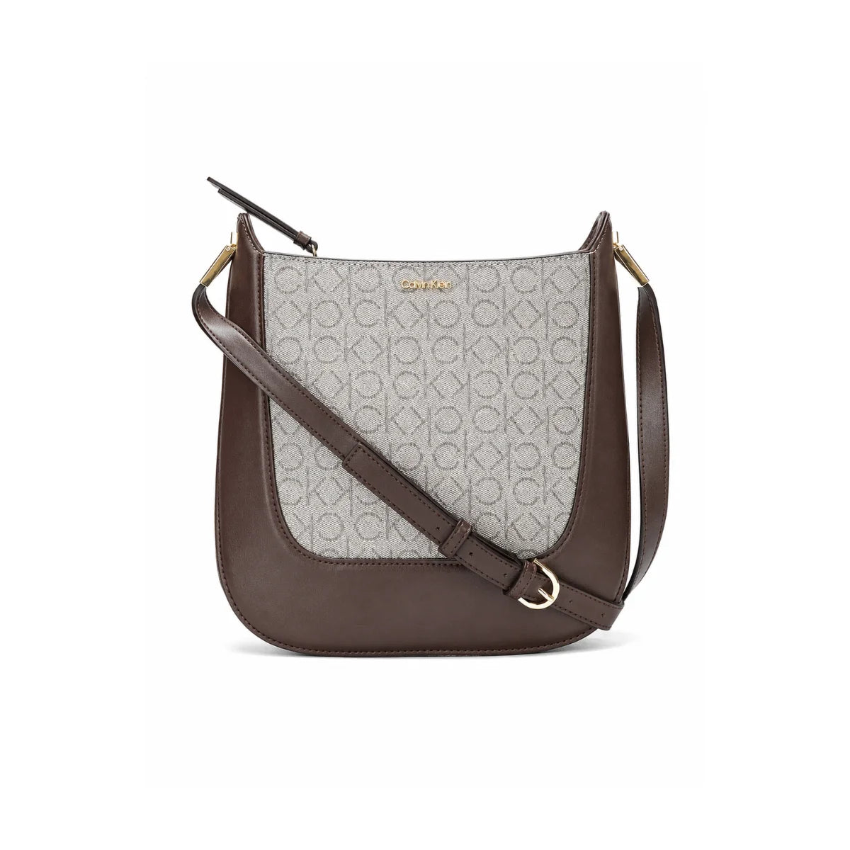 Calvin Klein Logo Tan Pu Sling Bag Crossbody Women - BRNBEG - Brown-Beige