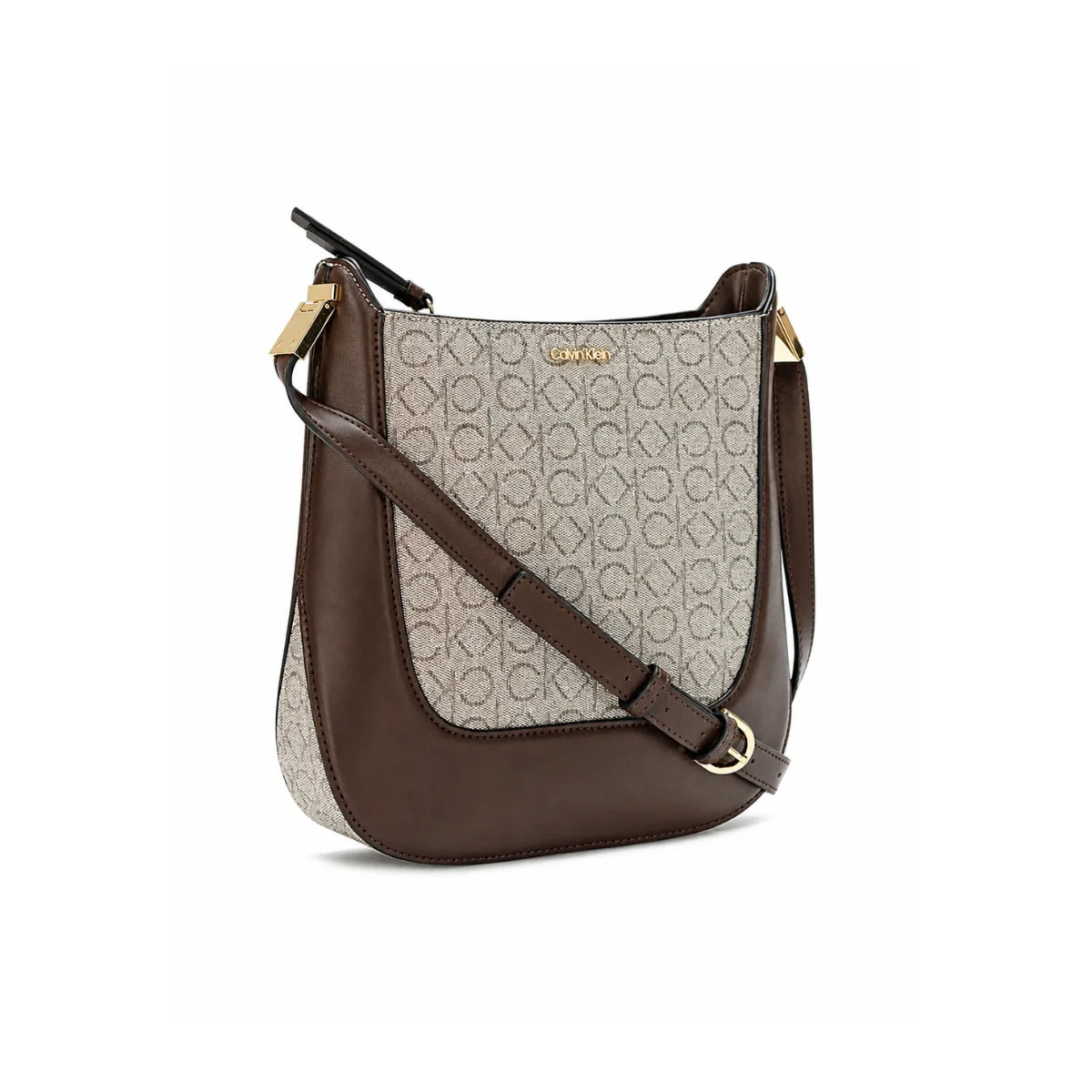 Calvin Klein Logo Tan Pu Sling Bag Crossbody Women - BRNBEG - Brown-Beige
