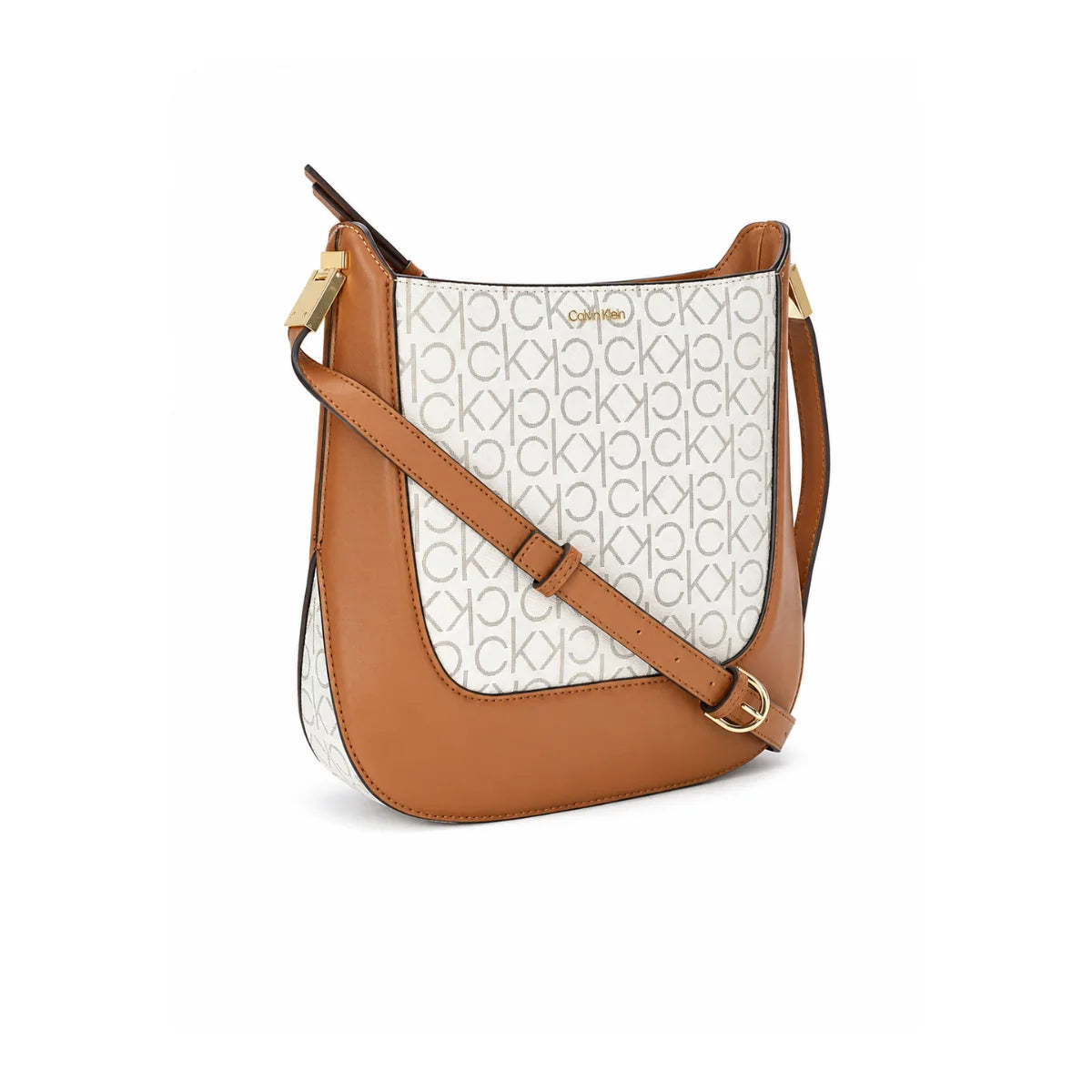 Calvin Klein Logo Tan Pu Sling Bag Crossbody Women - TANBEG - Tan-Beige