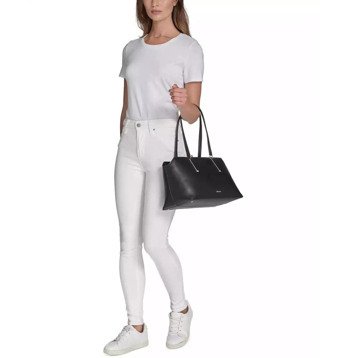 Calvin Klein Lori Top Zip Tote Handbag Women - BLK - Black