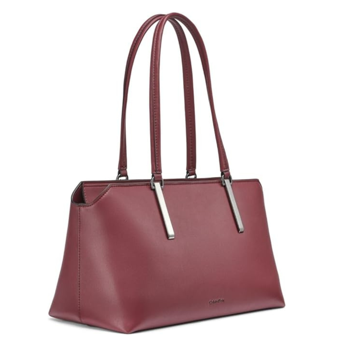 Calvin Klein Lori Top Zip Tote Handbag Women - BRG - Burgundy