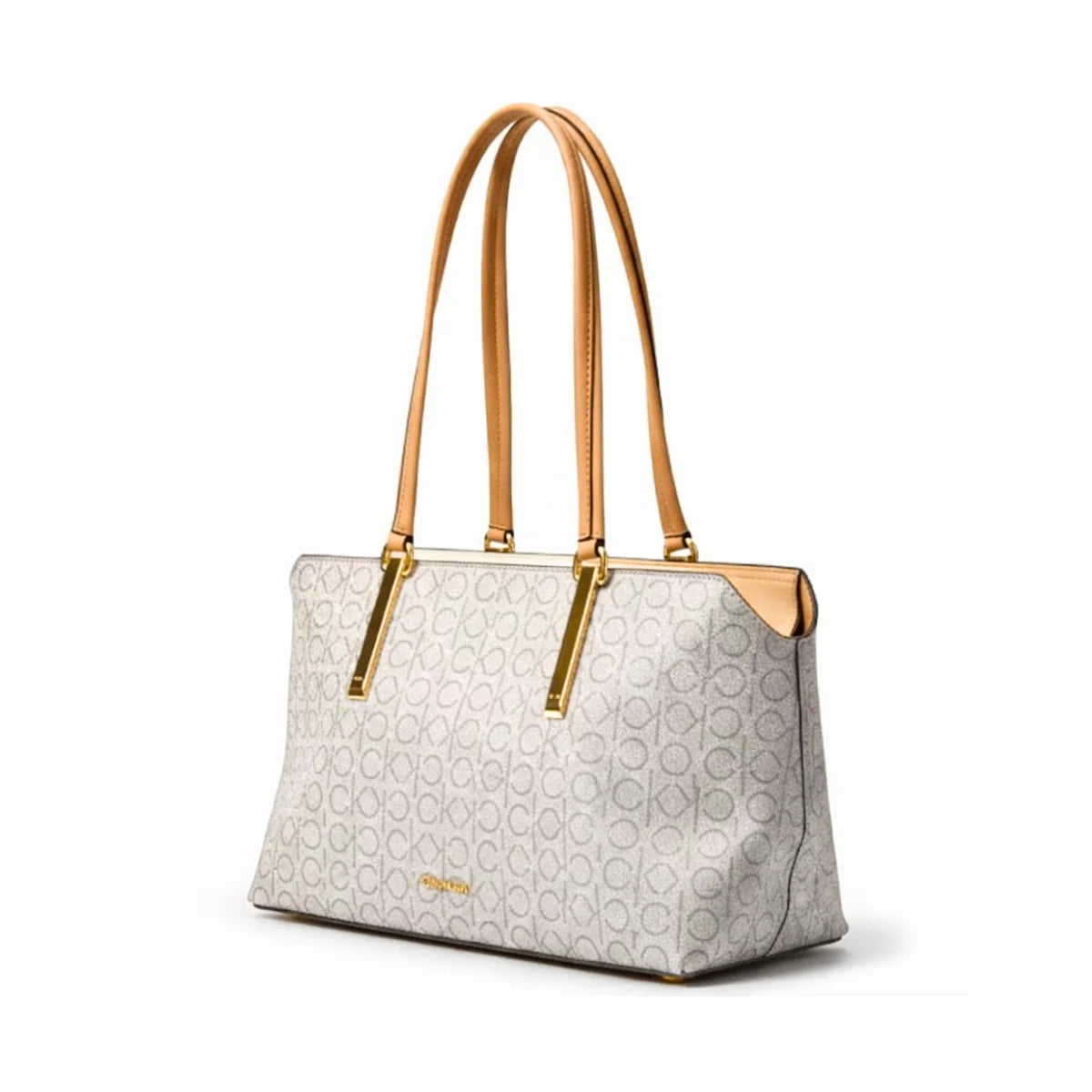 Calvin Klein Lori Top Zip Tote Handbag Women - CRMTAN - Cream-Tan