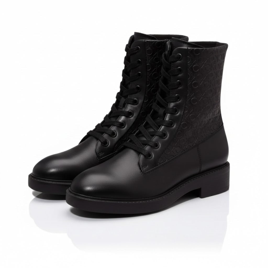 Calvin Klein LOW LEATHER ANKLE BOOTS - BLK