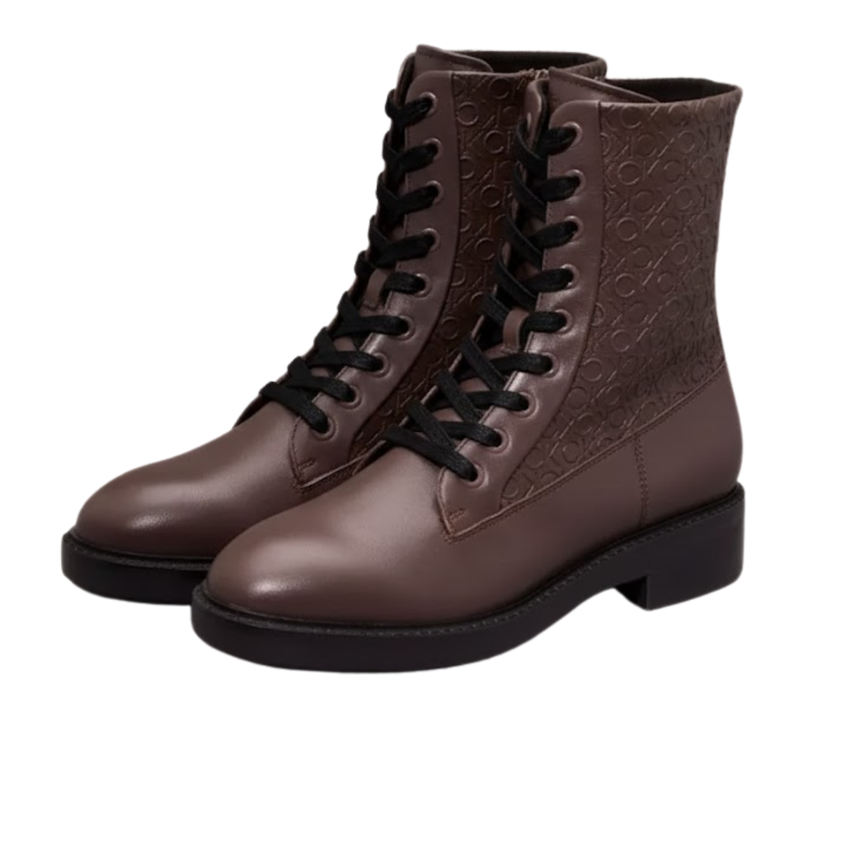 Calvin Klein LOW LEATHER ANKLE BOOTS - BRN