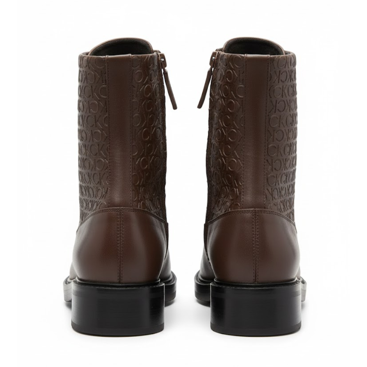 Calvin Klein LOW LEATHER ANKLE BOOTS - BRN