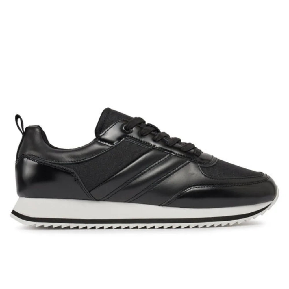 Calvin Klein Low Top Lace Up Jaq Mono Trainer HM0HM01343-BLKWHT - 44 / Black - Shoes