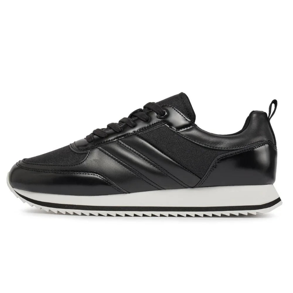 Calvin Klein Low Top Lace Up Jaq Mono Trainer HM0HM01343-BLKWHT - 44 / Black - Shoes