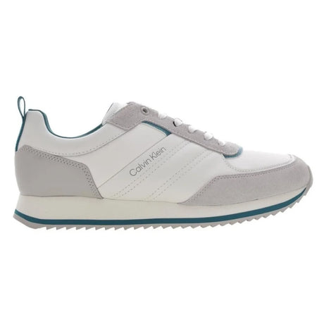 Calvin Klein Low Top Lace Up Mix Trainer - WHTGRN - 40 / White