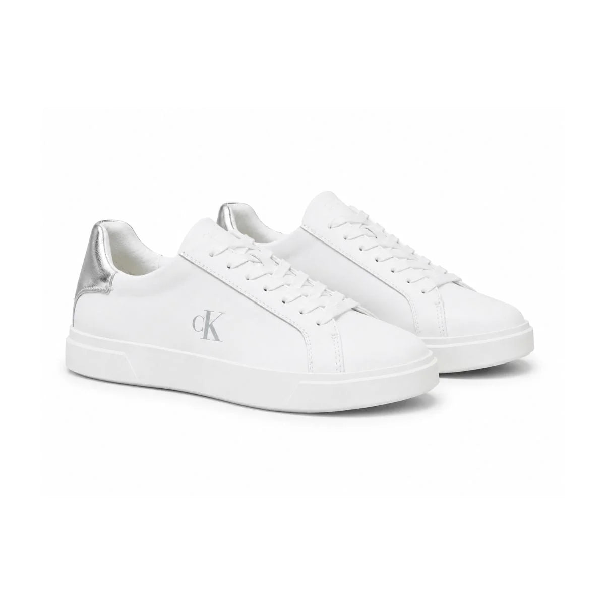 Calvin Klein Low-top Leather Sneakers Women HW0HW02845 - WHTSLV - White-Silver / 37