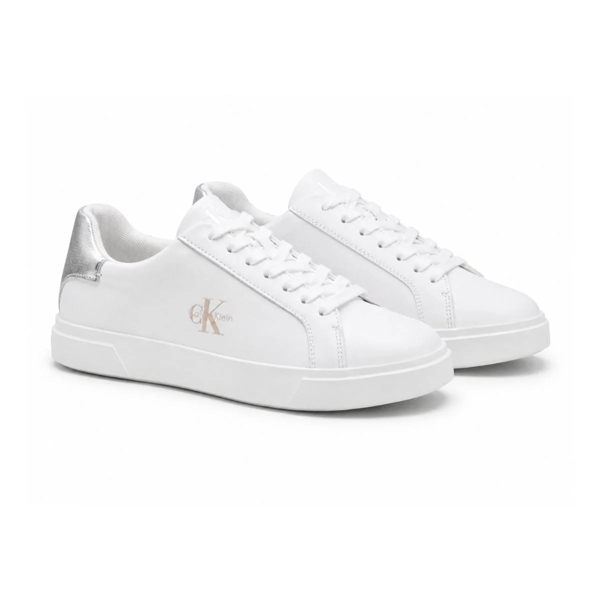 Calvin Klein Low-top2 Leather Sneakers Women HW0HW02845 - WHTSLV - White-Silver / 37