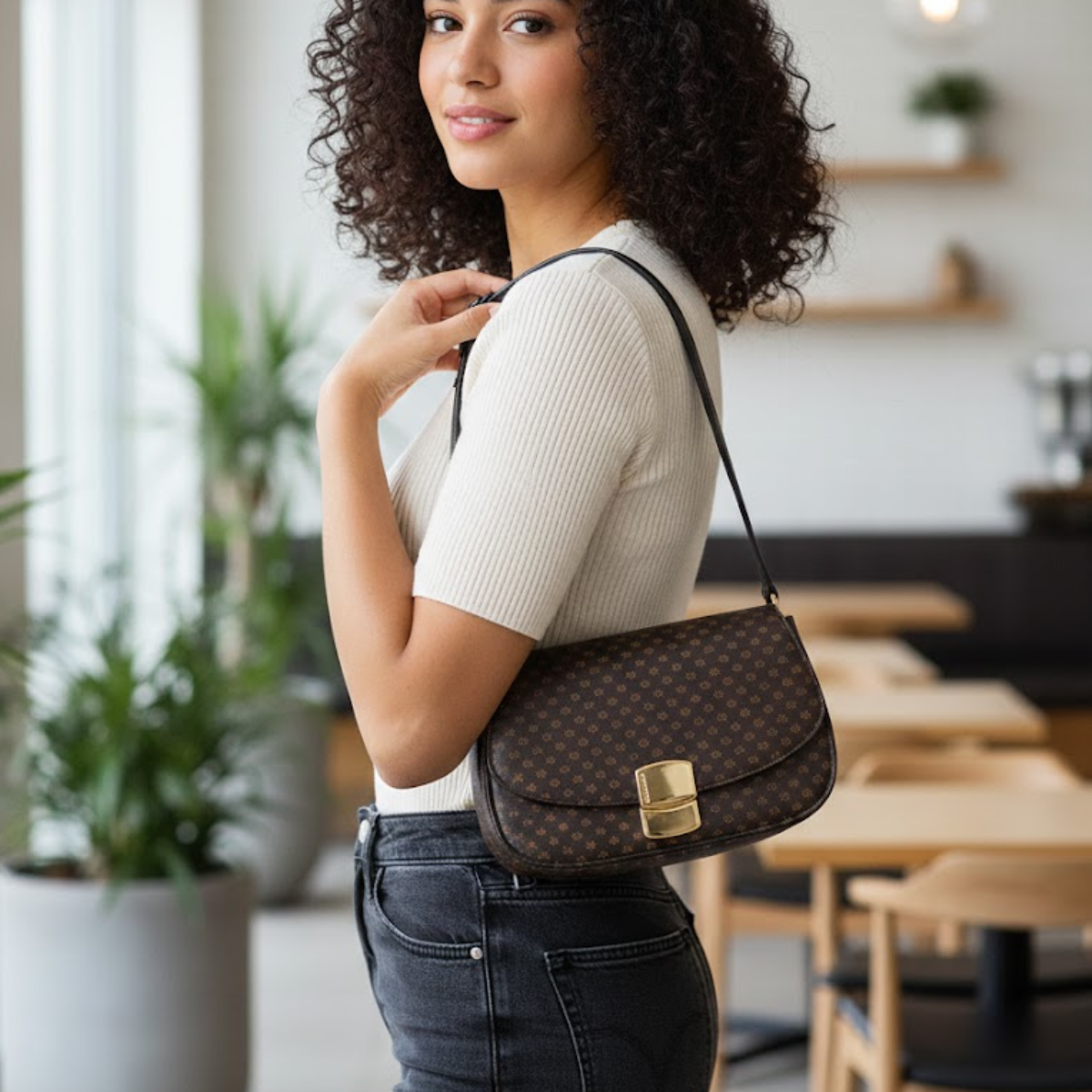 Calvin Klein Lucy Alina Shoulder Bag Women -BRN - Multi