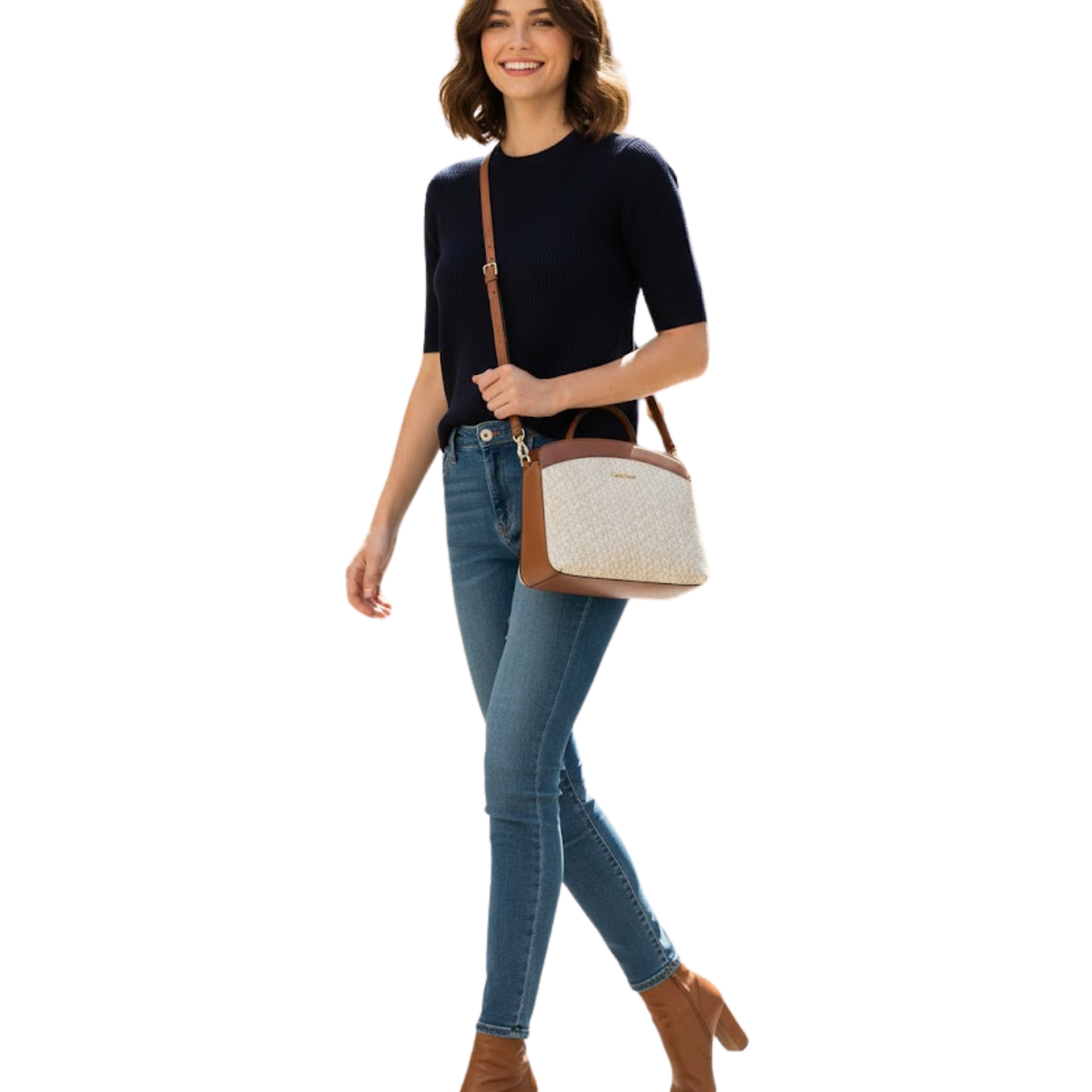 Calvin Klein Lucy Triple Compartment Crossbody Women - BEG - Beige