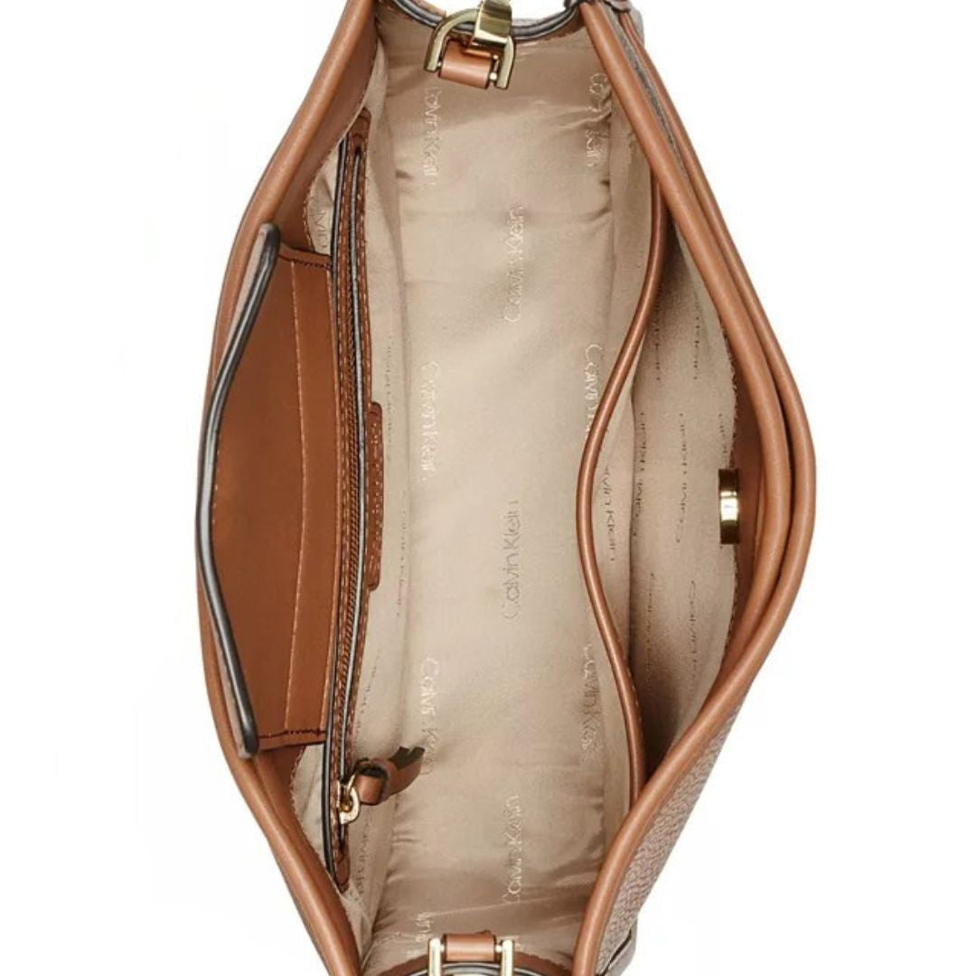 Calvin Klein Lyla SignaturenBlocked Adjustable Crossbody - TAN - Tan