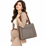 Calvin Klein Margot Textured Logo Emboss Satchel Bag - GRY - Grey