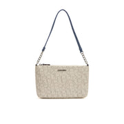 Calvin Klein Metallic Chain Accent Sling Bag Crossbody Women - BEG - Beige-Blue